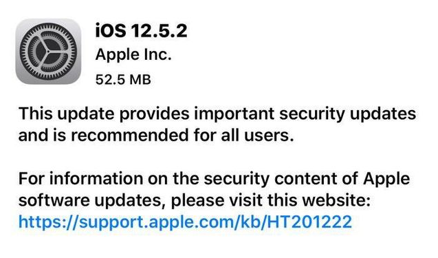 南陵苹果手机维修分享iOS12.5.2发布，建议所有老苹果用户安装 